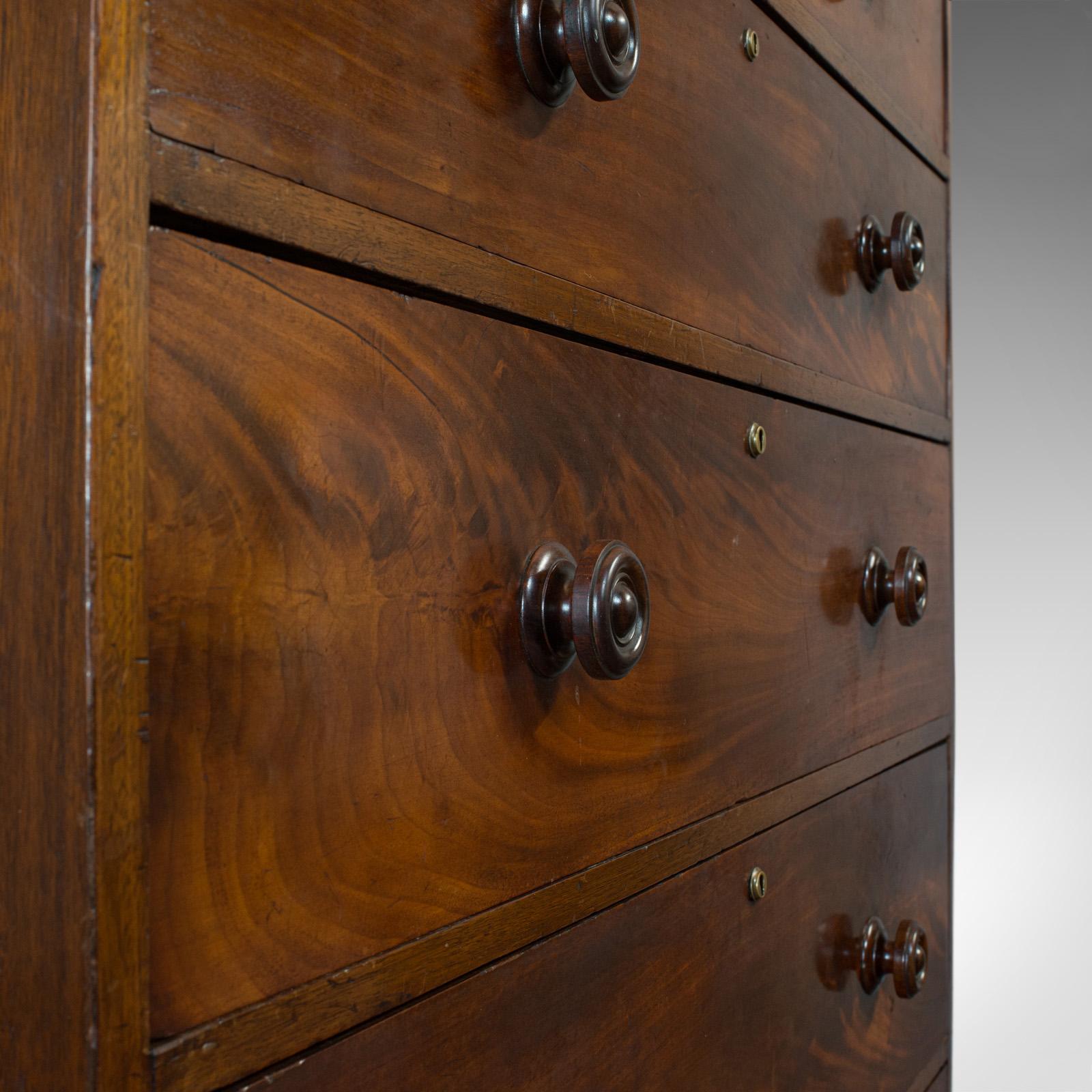 19th Century Antique Tallboy, English, Flame Mahogany, Tall Chest of Drawers, Victorian, 1850
