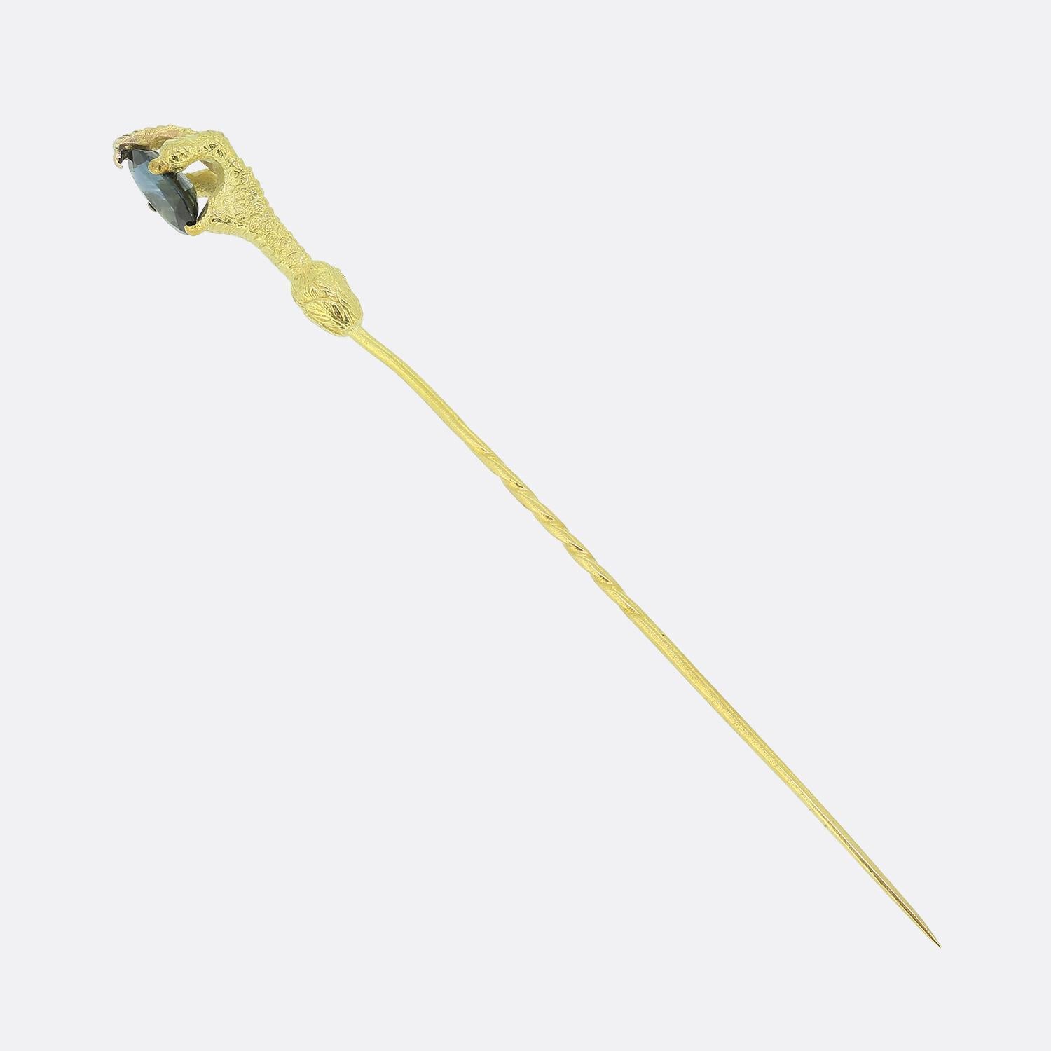 Oval Cut Antique Talon Sapphire Pin For Sale