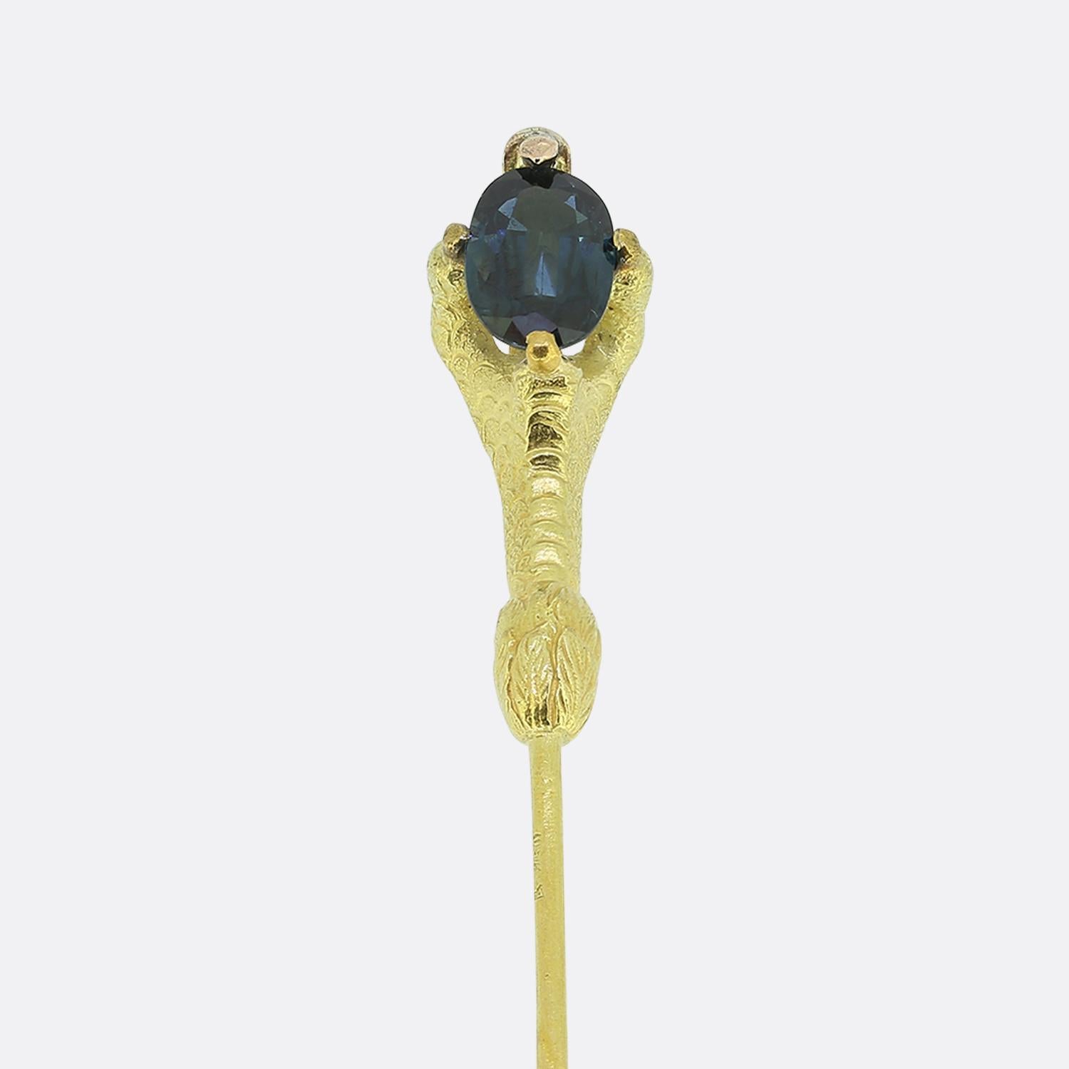 Antique Talon Sapphire Pin In Good Condition For Sale In London, GB