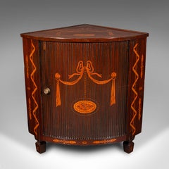 Antico mobile angolare a tamburo, olandese, noce, credenza, georgiano, Circa 1800