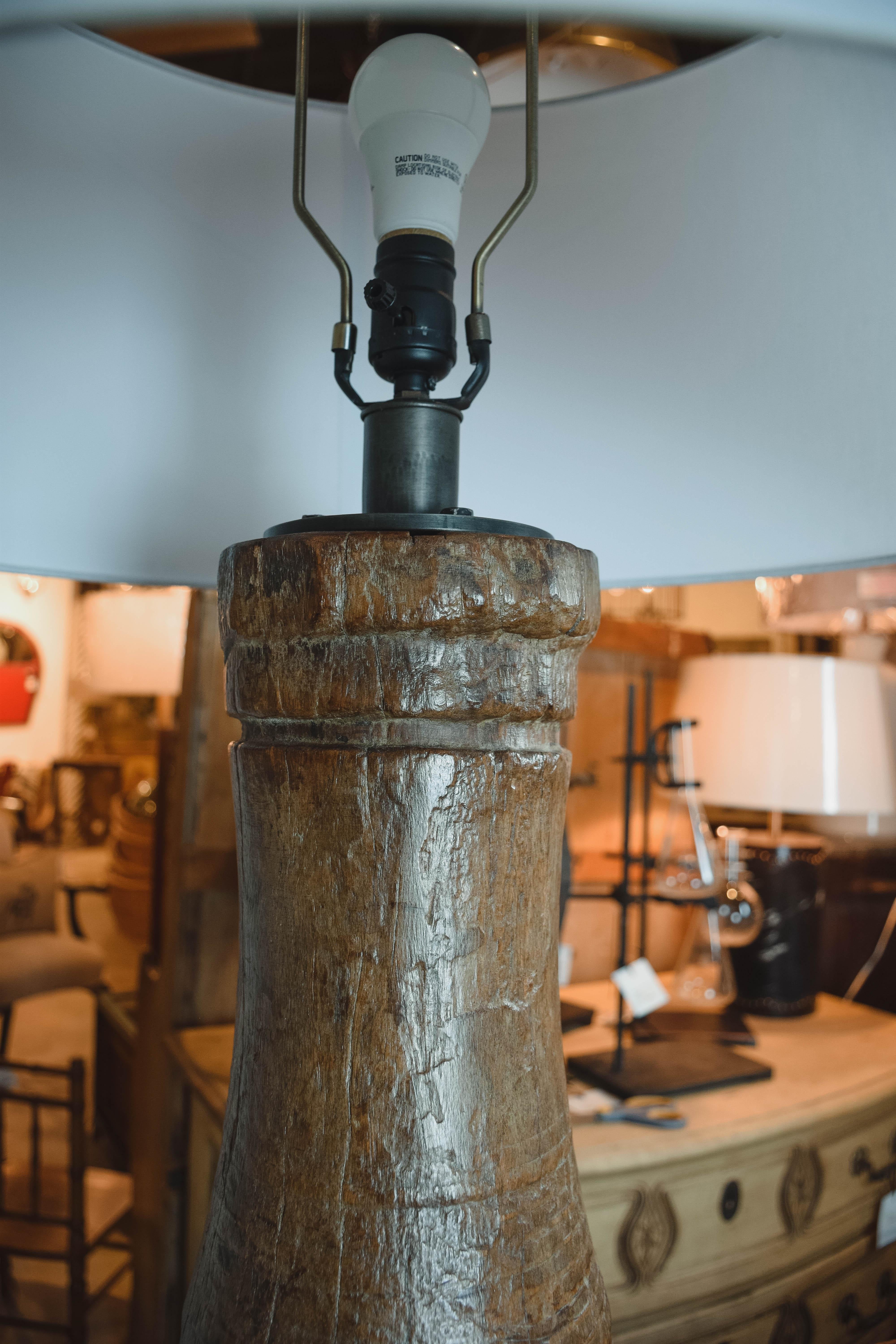 African Antique Tambour Floor Lamp