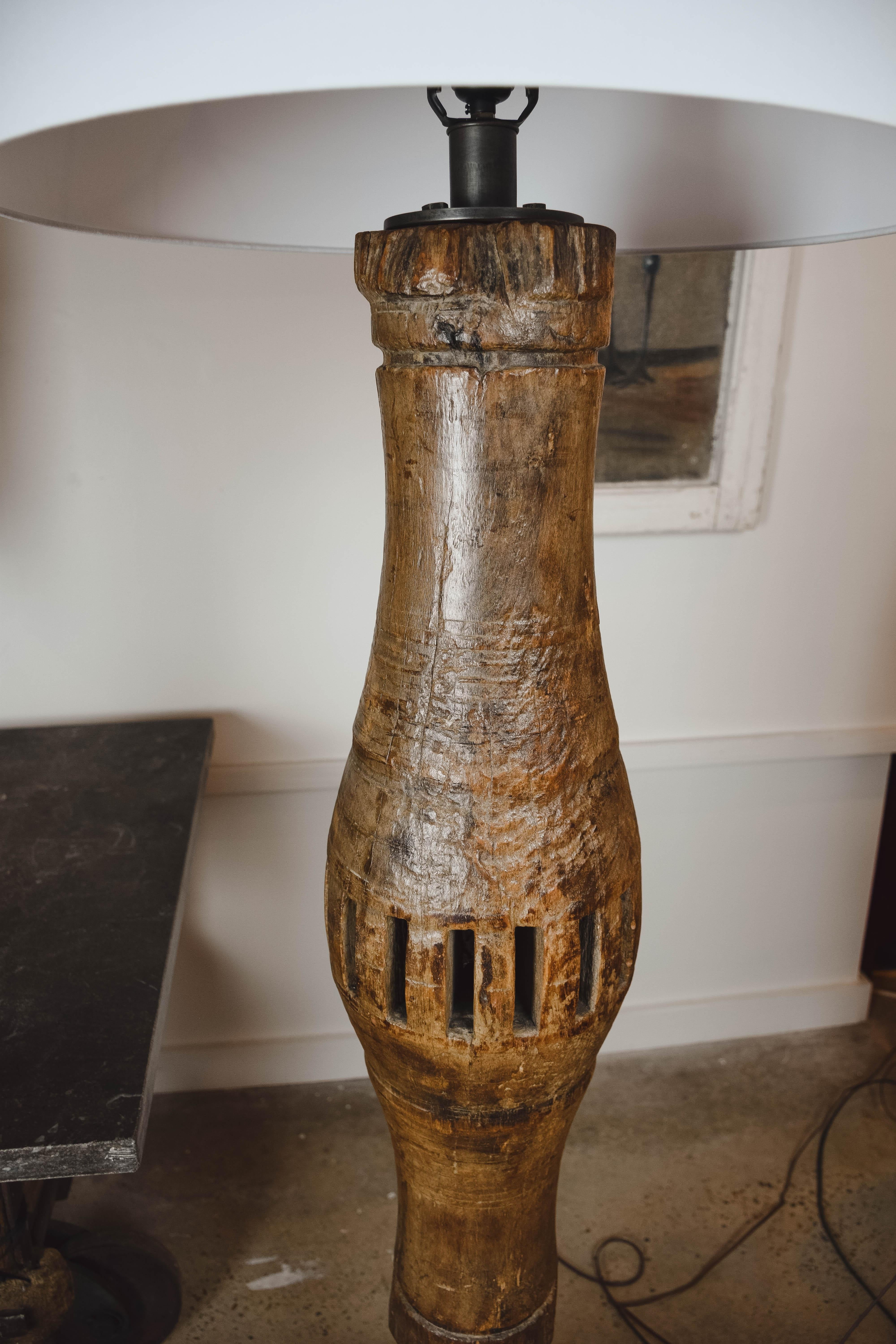 Antique Tambour Floor Lamp In Good Condition In Houston, TX