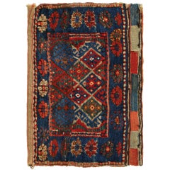 Antique Tamboura Crimson and Blue Wool Persian Rug