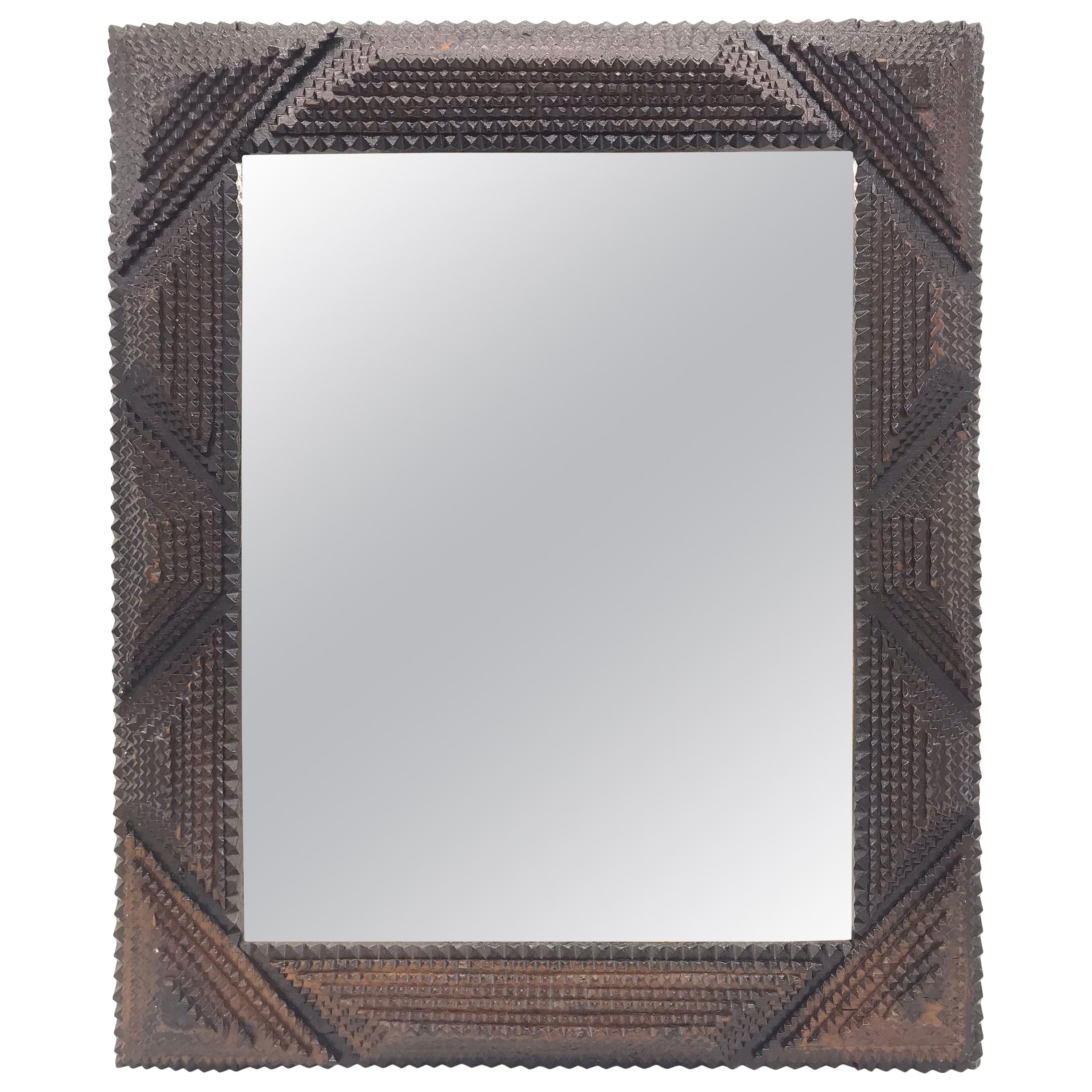 Antique Tramp Art Mirror from the Early 1900s