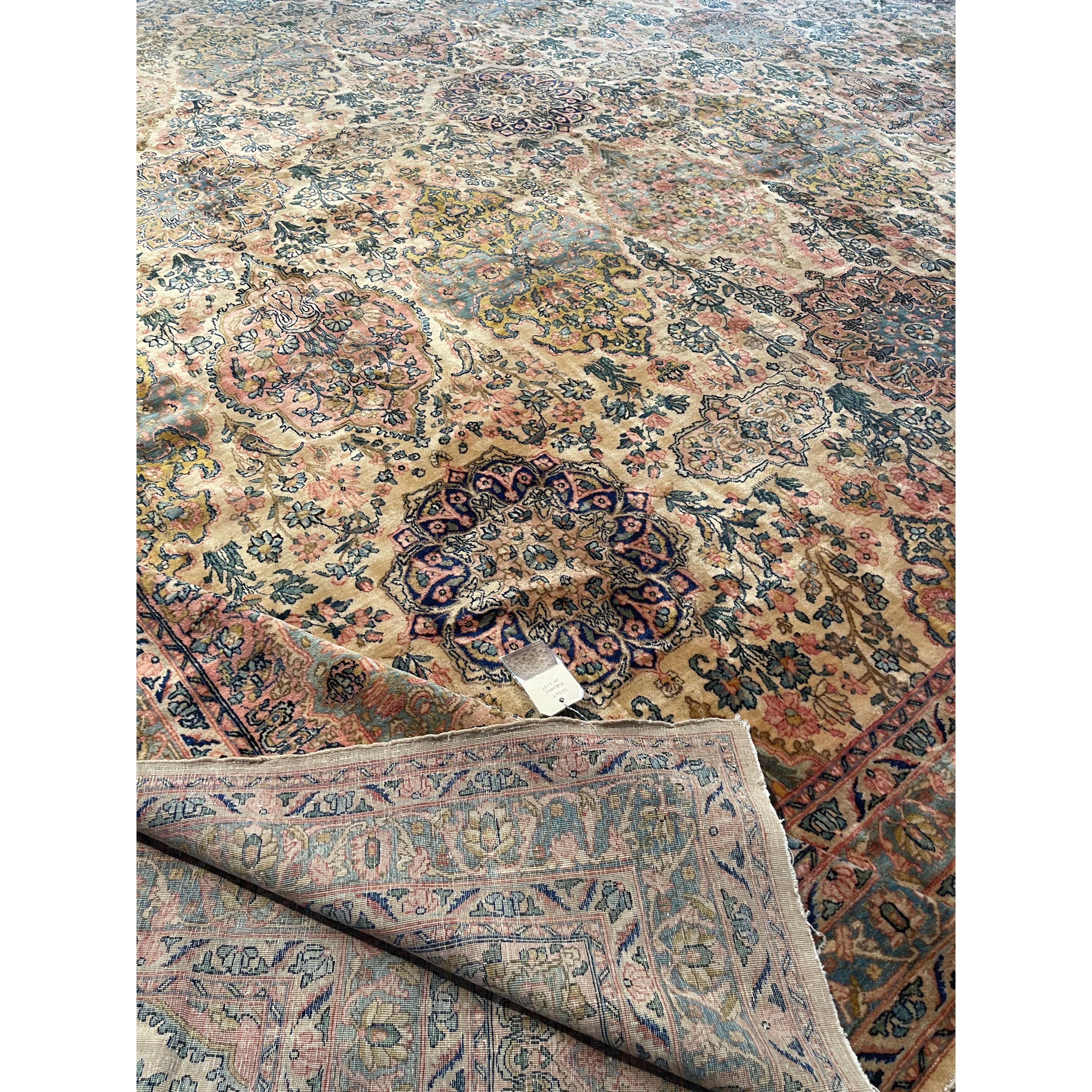 Other Antique Tan Kirman Rug For Sale