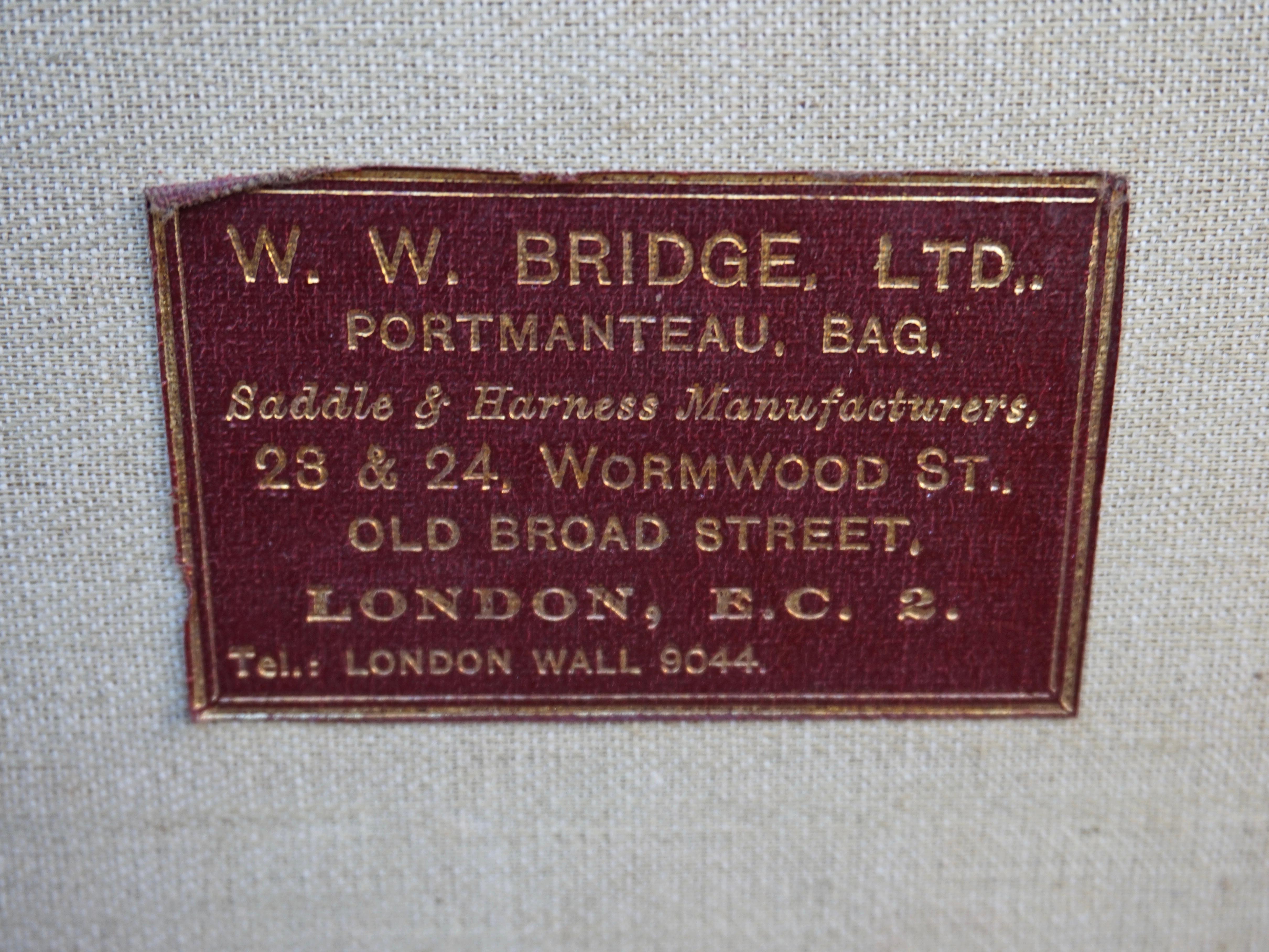 Antikes englisches Aktentasche aus hellbraunem Leder mit Name-Tag aus der Londoner Börse (Frühes 20. Jahrhundert) im Angebot
