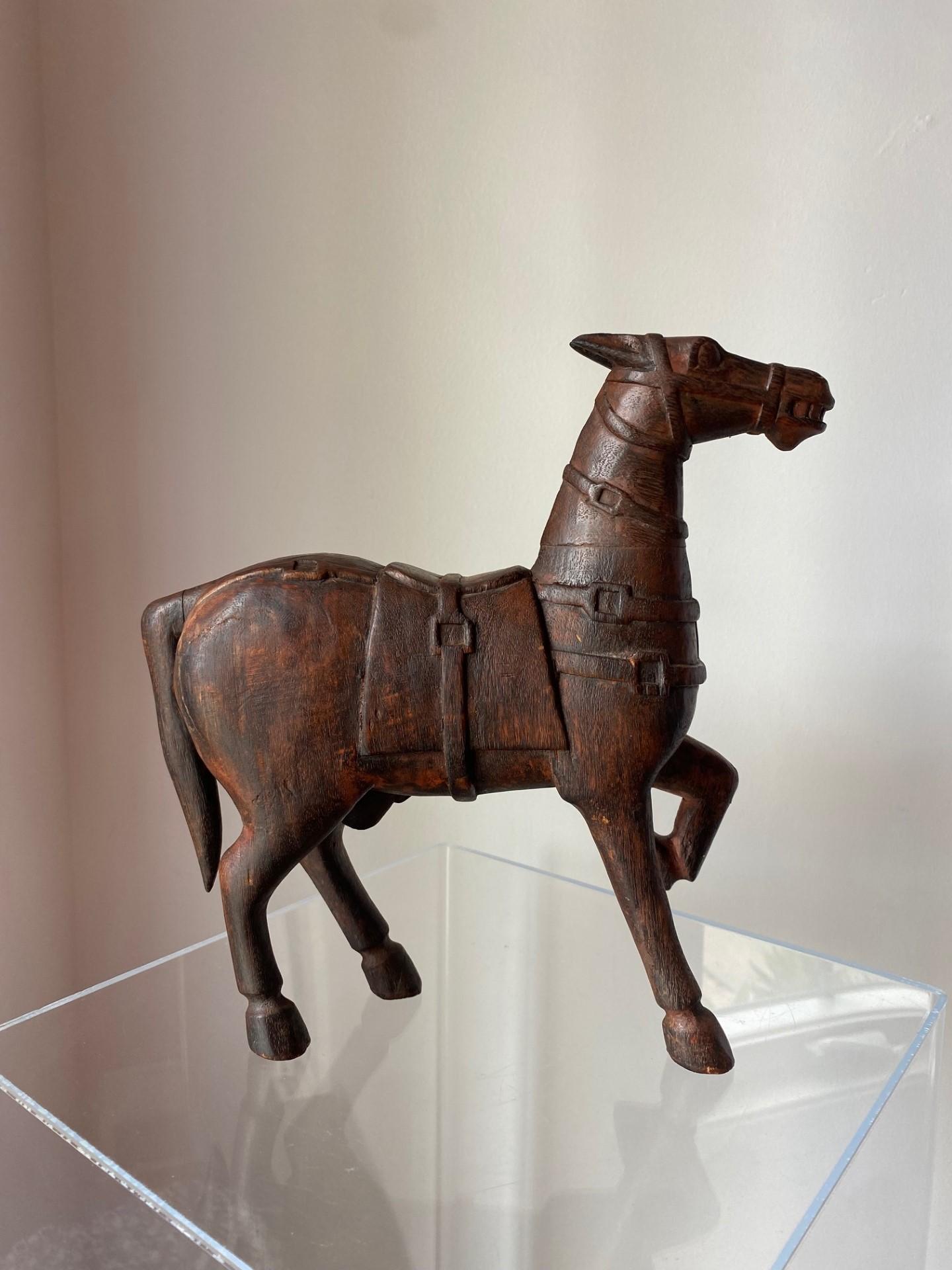 Hand-Crafted Antique Tang-Style Horse Sculpture For Sale