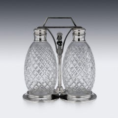Antique Tantalus by Tiffany & Co., Solid Silver & Cut Glass, 1920