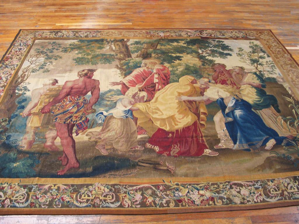 Tapisserie biblique des Flandres du 17ème siècle vie de Moïse de 10' x 12'8