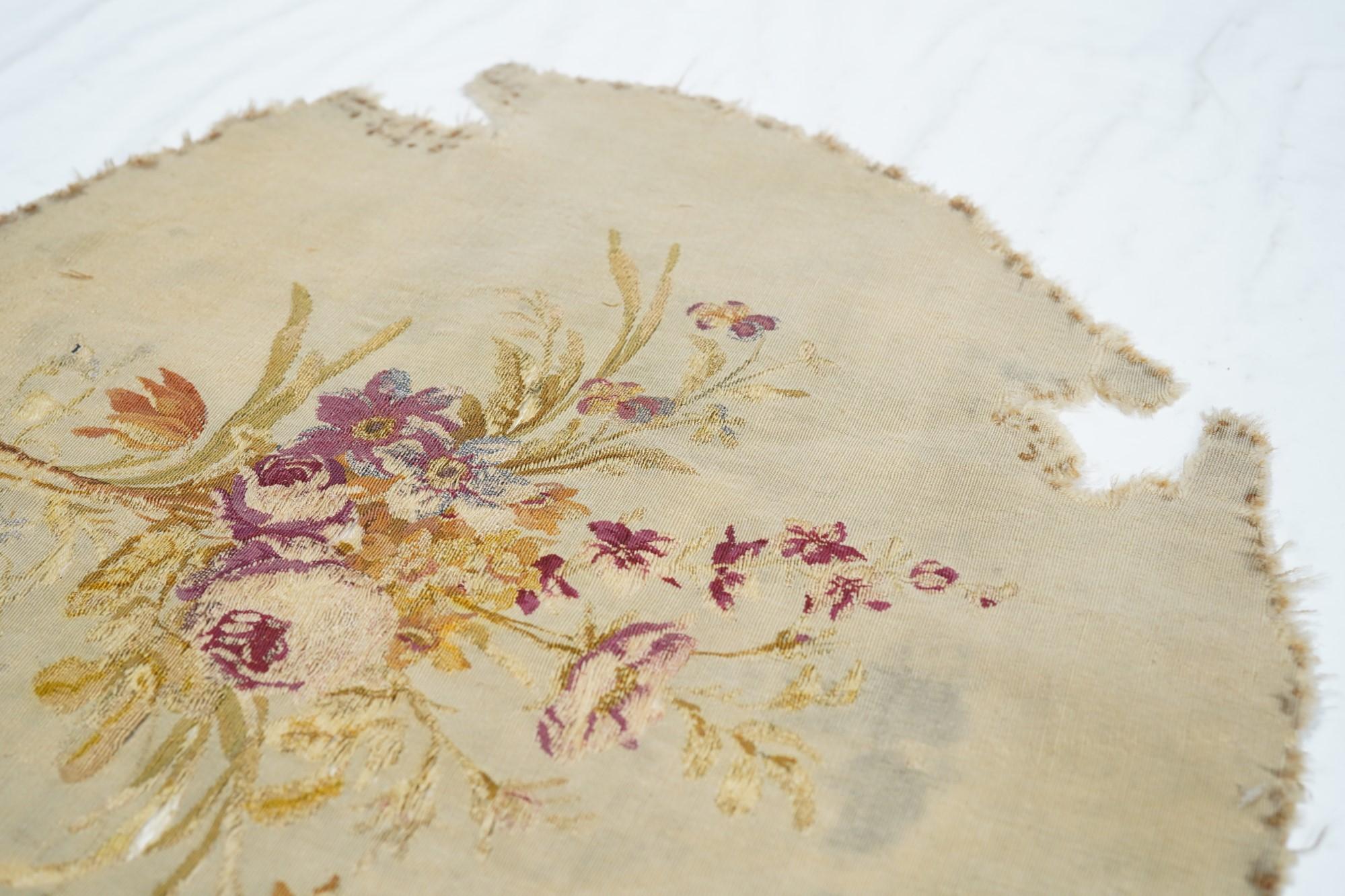 Wool Antique French tapestry seat cover. Circa 1890 one of pair  For Sale