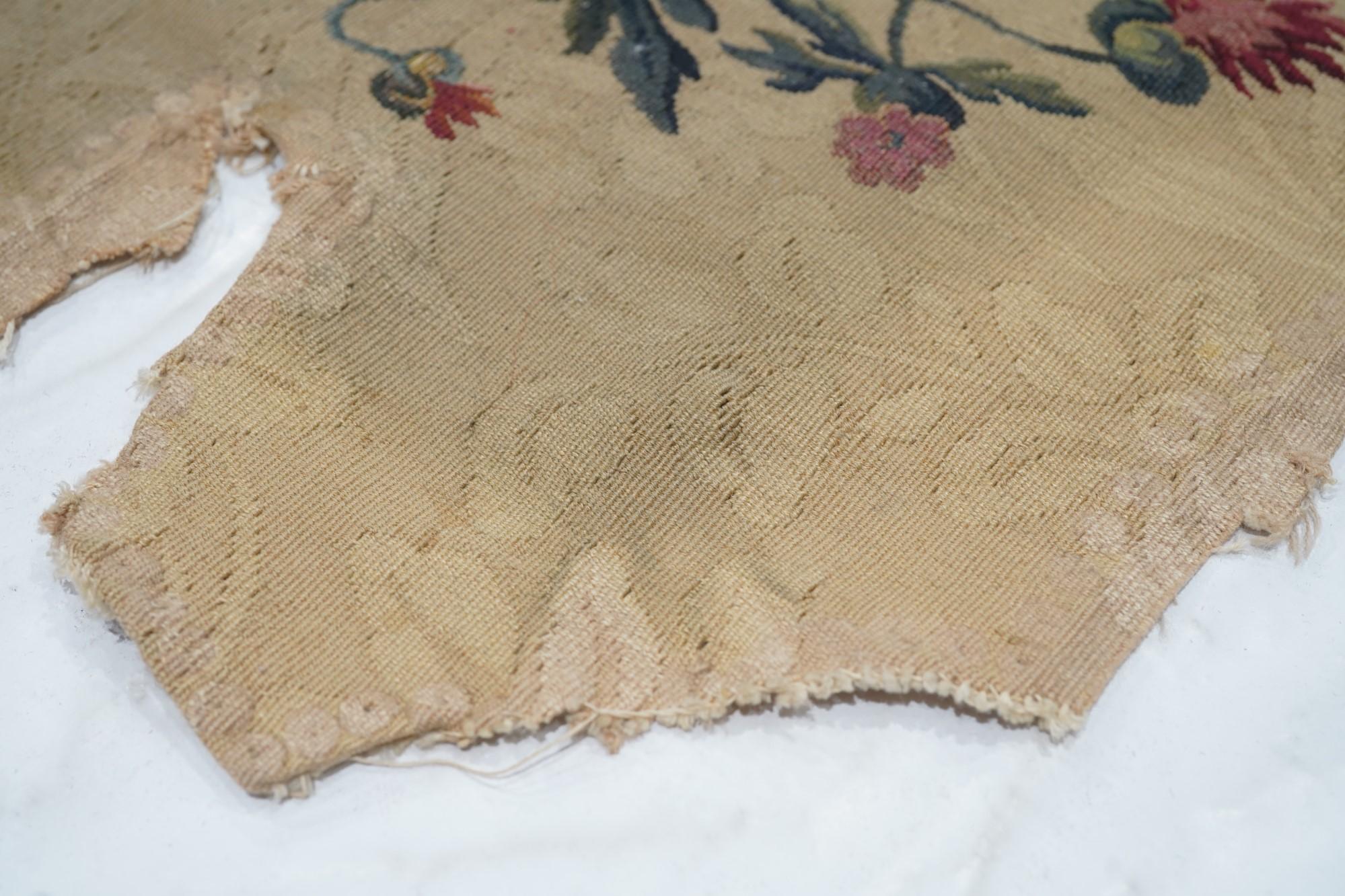 Antique French tapestry seat cover. Circa 1890 one of pair  In Good Condition For Sale In New York, NY