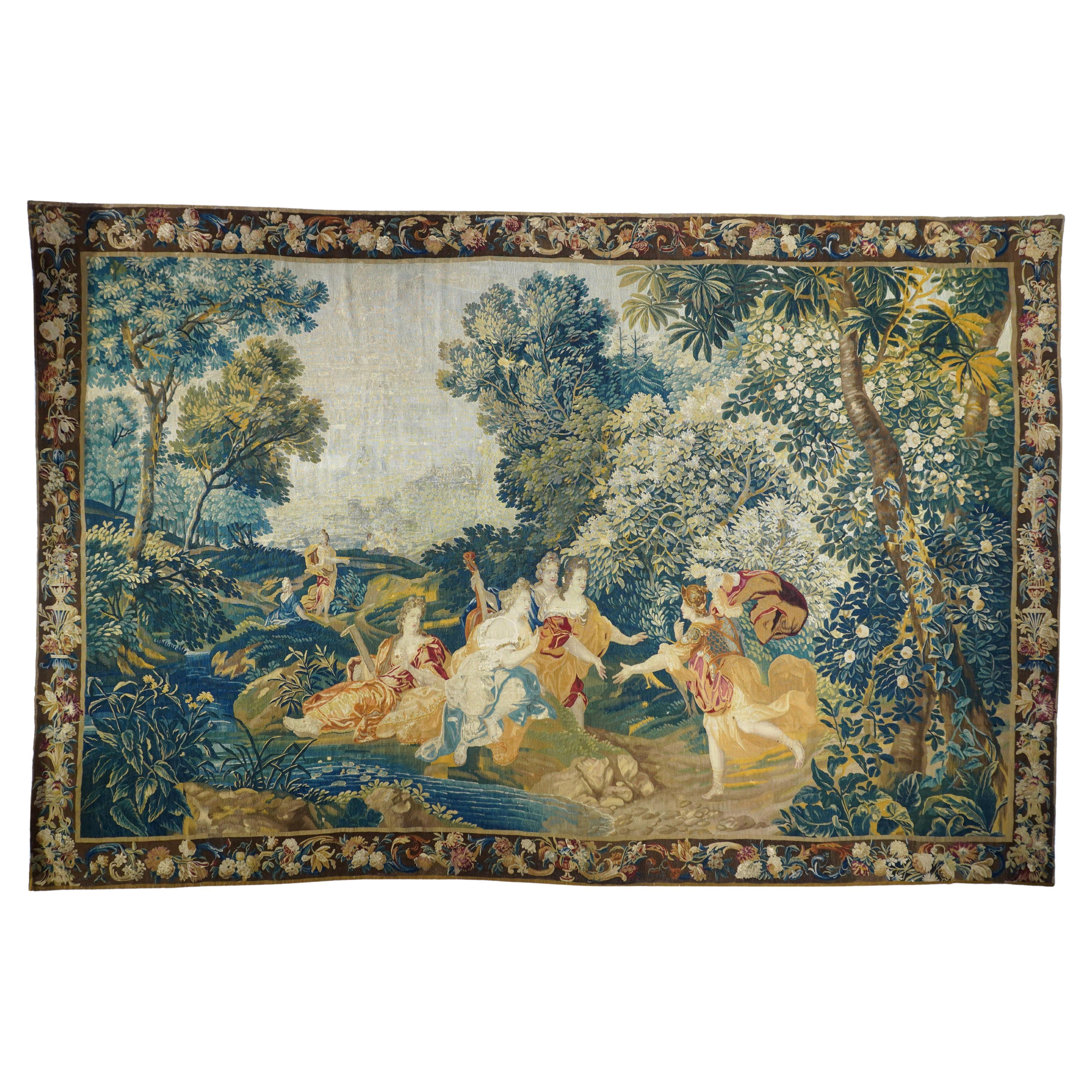 Antique Tapestry 9’4” x 14’10” For Sale