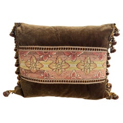 Antique Tapestry and Velvet Pillow Designed by Melissa Levinson Antique Tapestry and Velvet Pillow Designed by Melissa Levinson