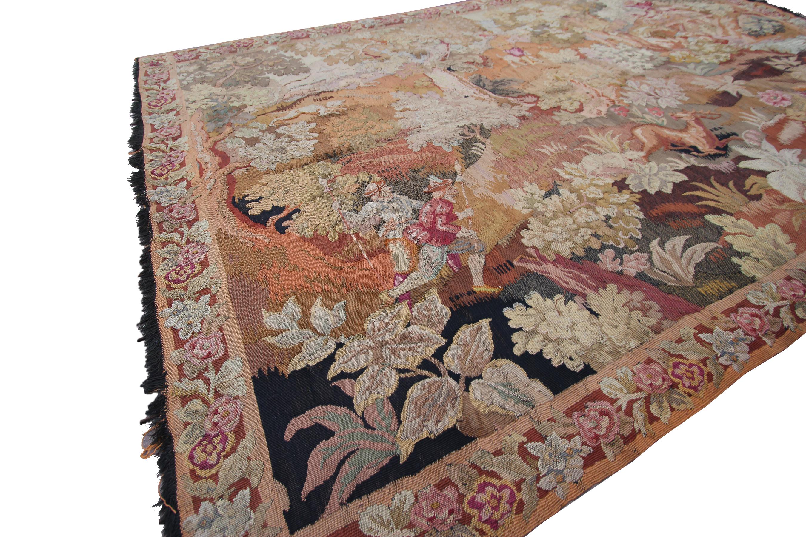 Rare antique French Tapestry handmade Tapestry handwoven Tapestry Verdure 5'5
