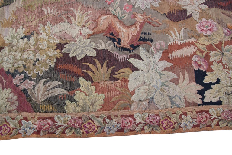 Wool Antique Tapestry Antique French Tapestry Large Tapestry Verdure Tapestry, 1920 For Sale