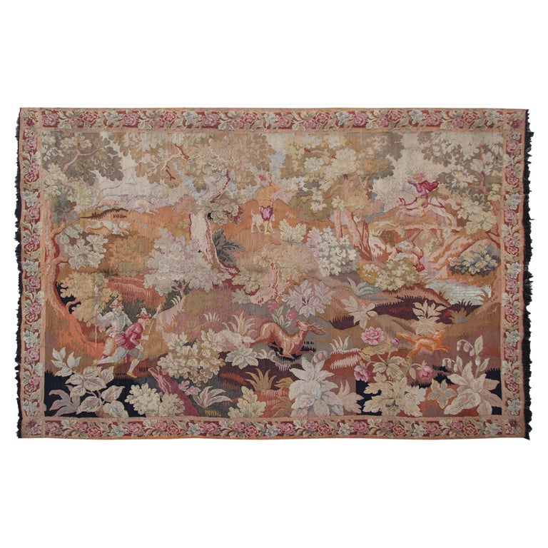 Antique Tapestry Antique French Tapestry Large Tapestry Verdure Tapestry, 1920 For Sale