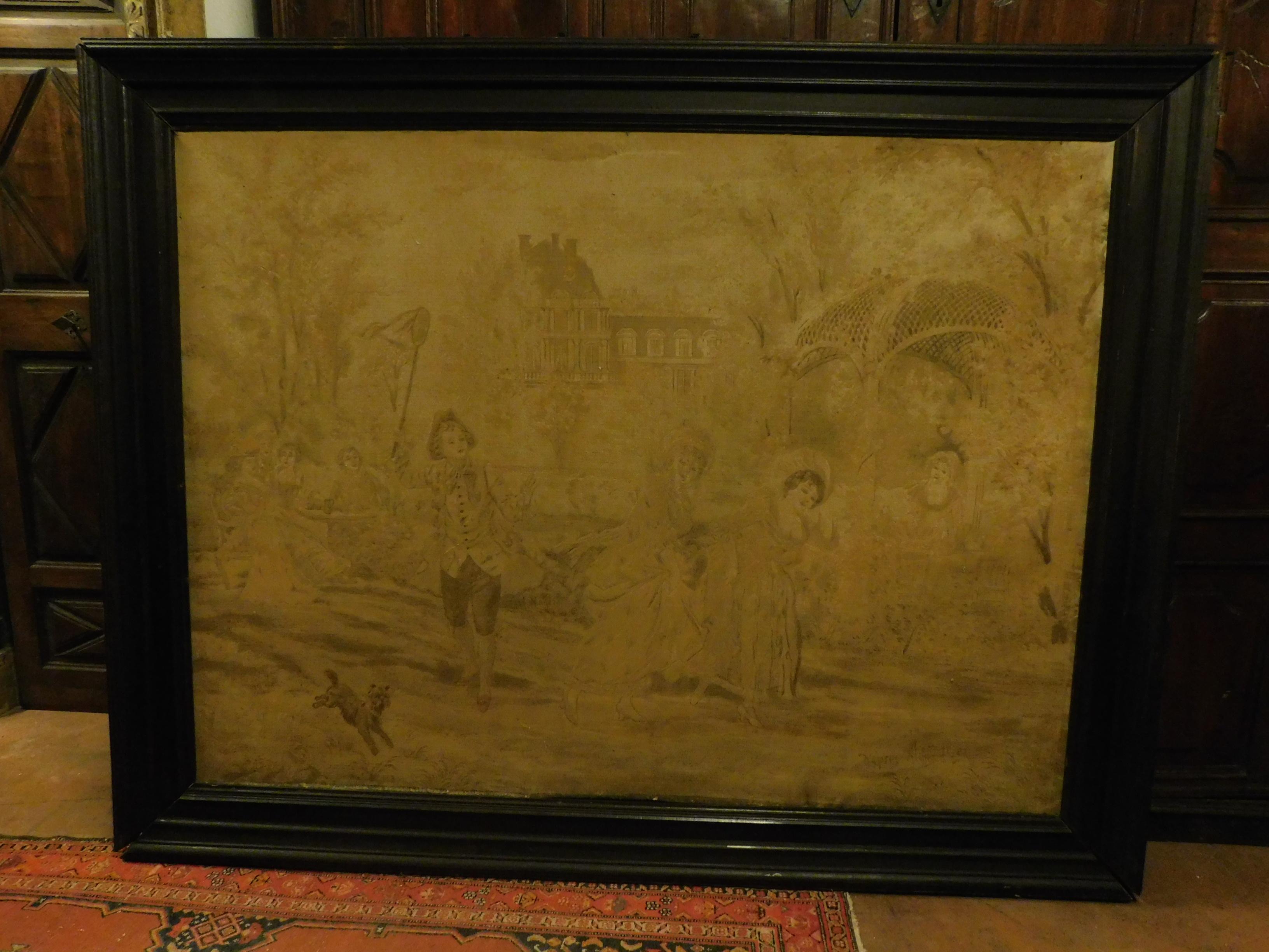 French Antique Tapestry by D'Apres Alonso Perez, yellow tones, 1900 France For Sale
