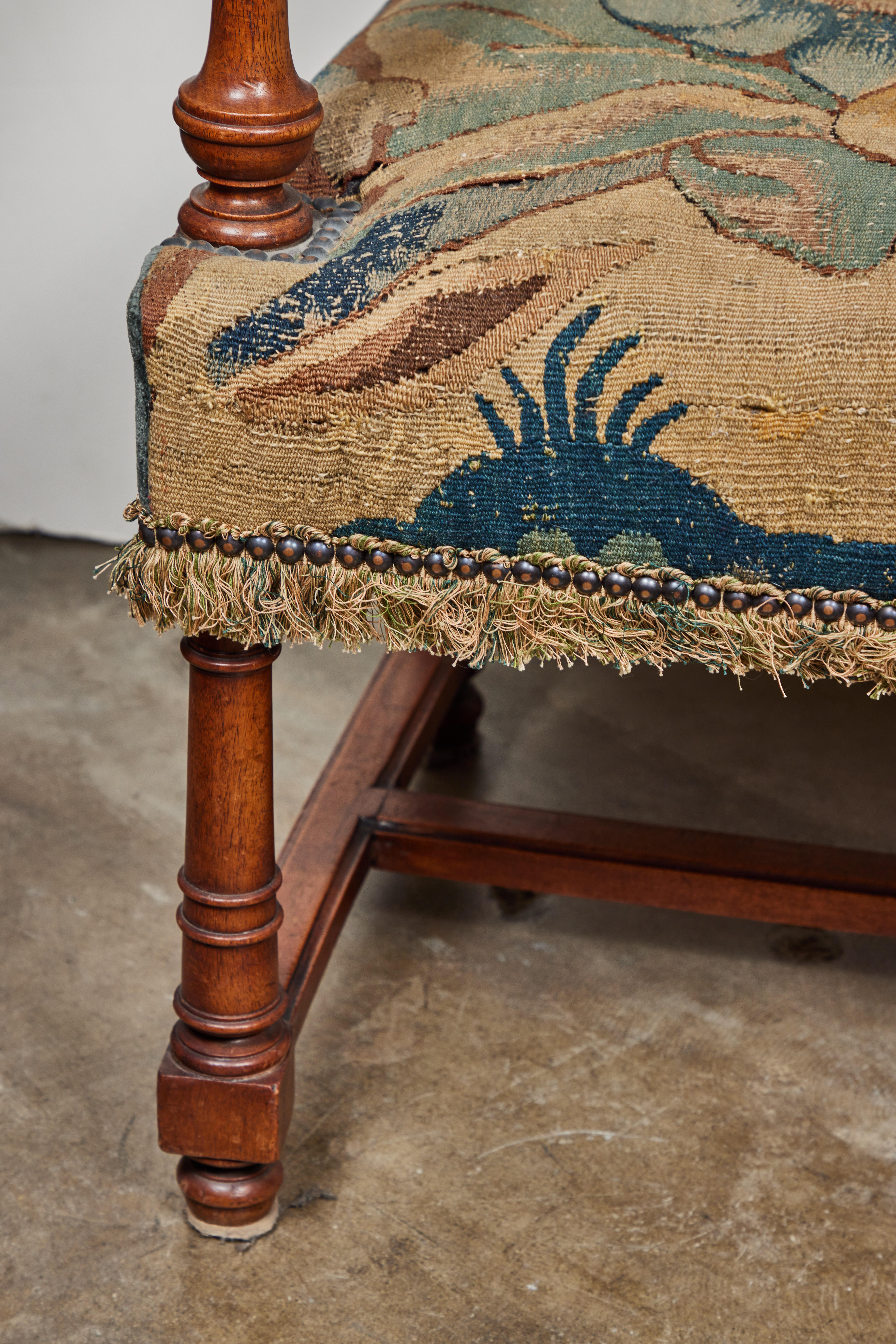 Antique, Tapestry Covered French Armchairs For Sale 5