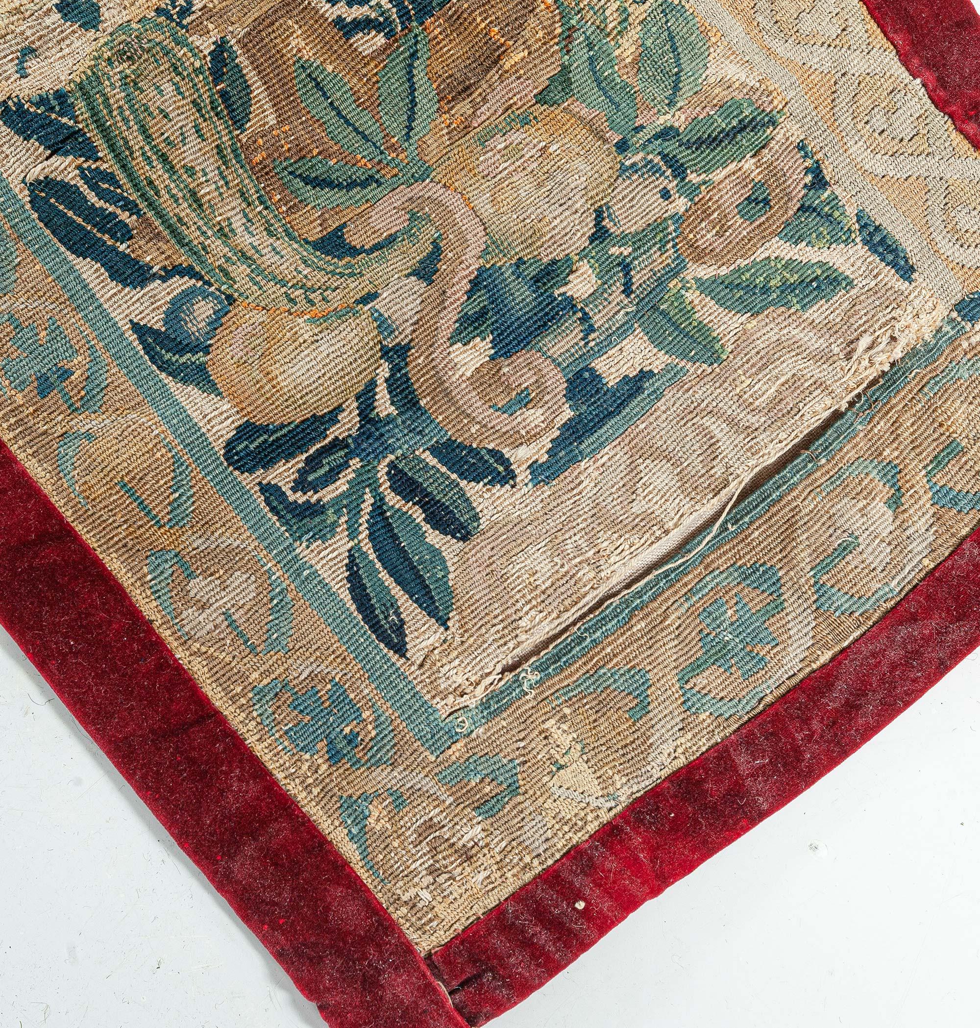 European Antique Tapestry Fragment Runner For Sale