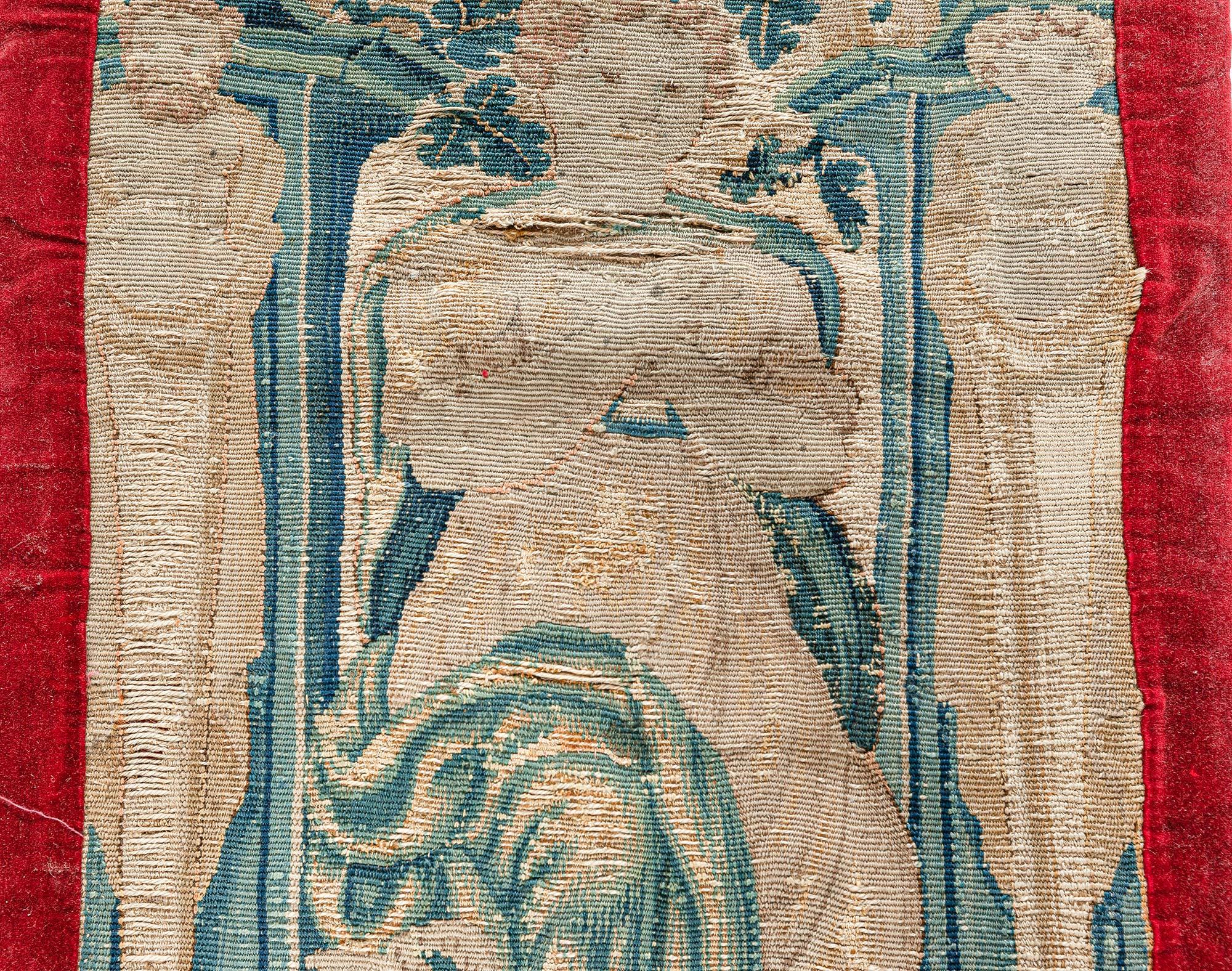 Antique Tapestry Fragment Runner In Good Condition For Sale In New York, NY
