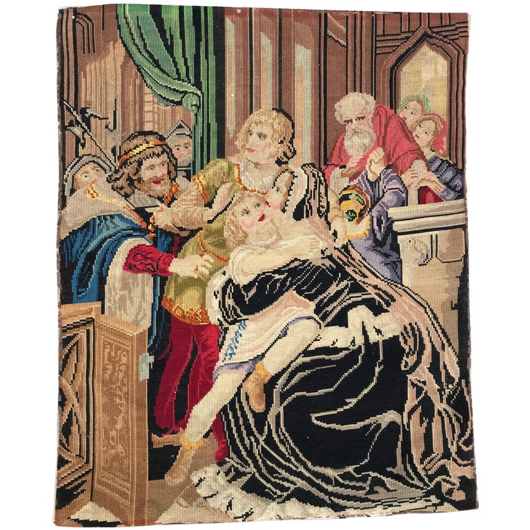 Antique Tapestry Needlepoint Tapestry Aubusson Style 19th Century