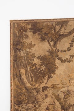 Tapisserie ancienne d'une scène d'amour quotidien de la classe moyenne du milieu