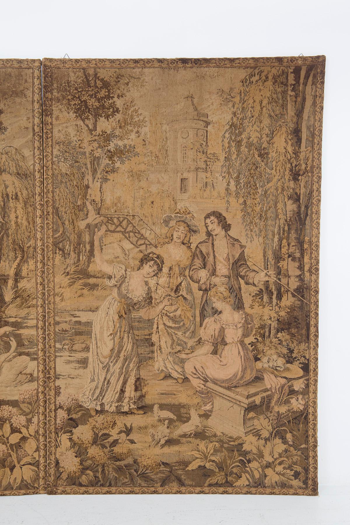 Romantic Antique Tapestry of Upper Middle Class Daily Scenes