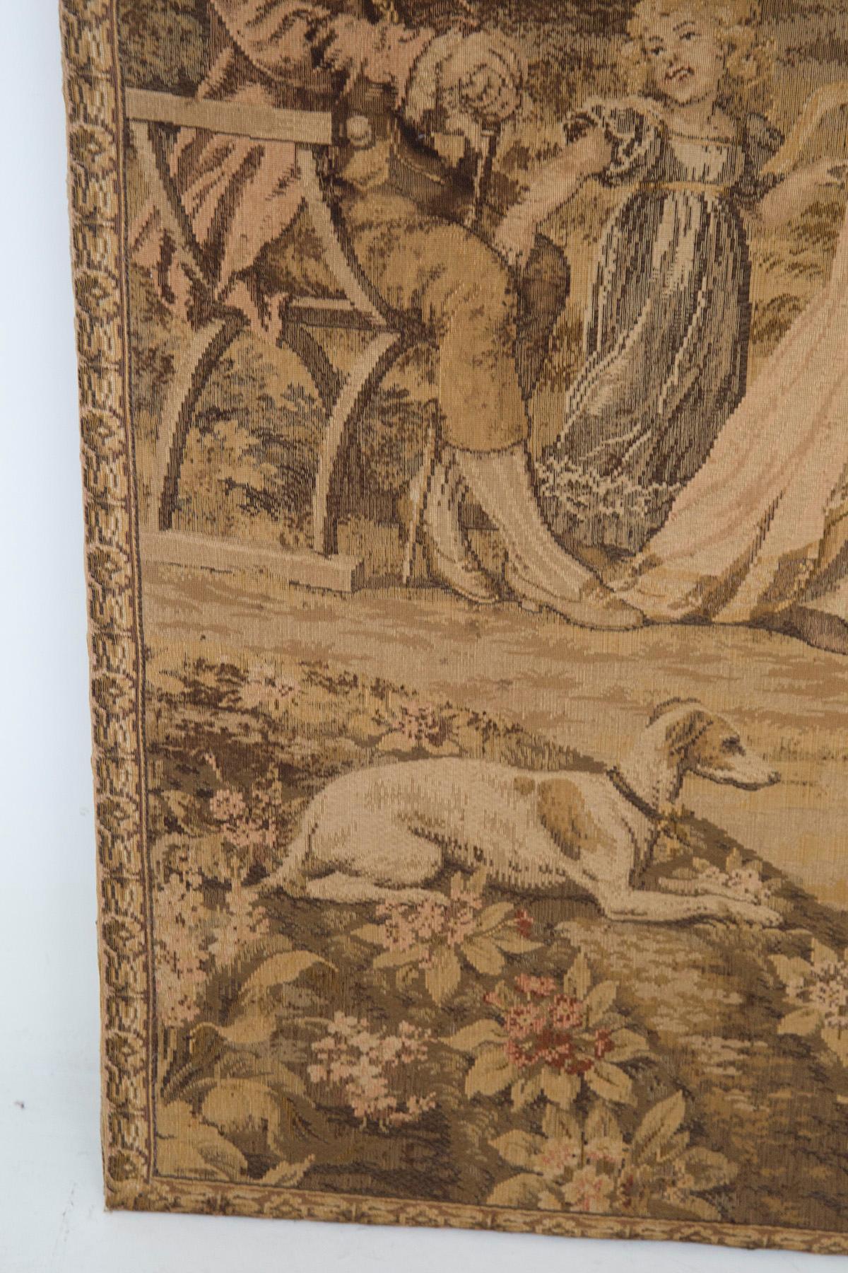 Early 20th Century Antique Tapestry of Upper Middle Class Daily Scenes