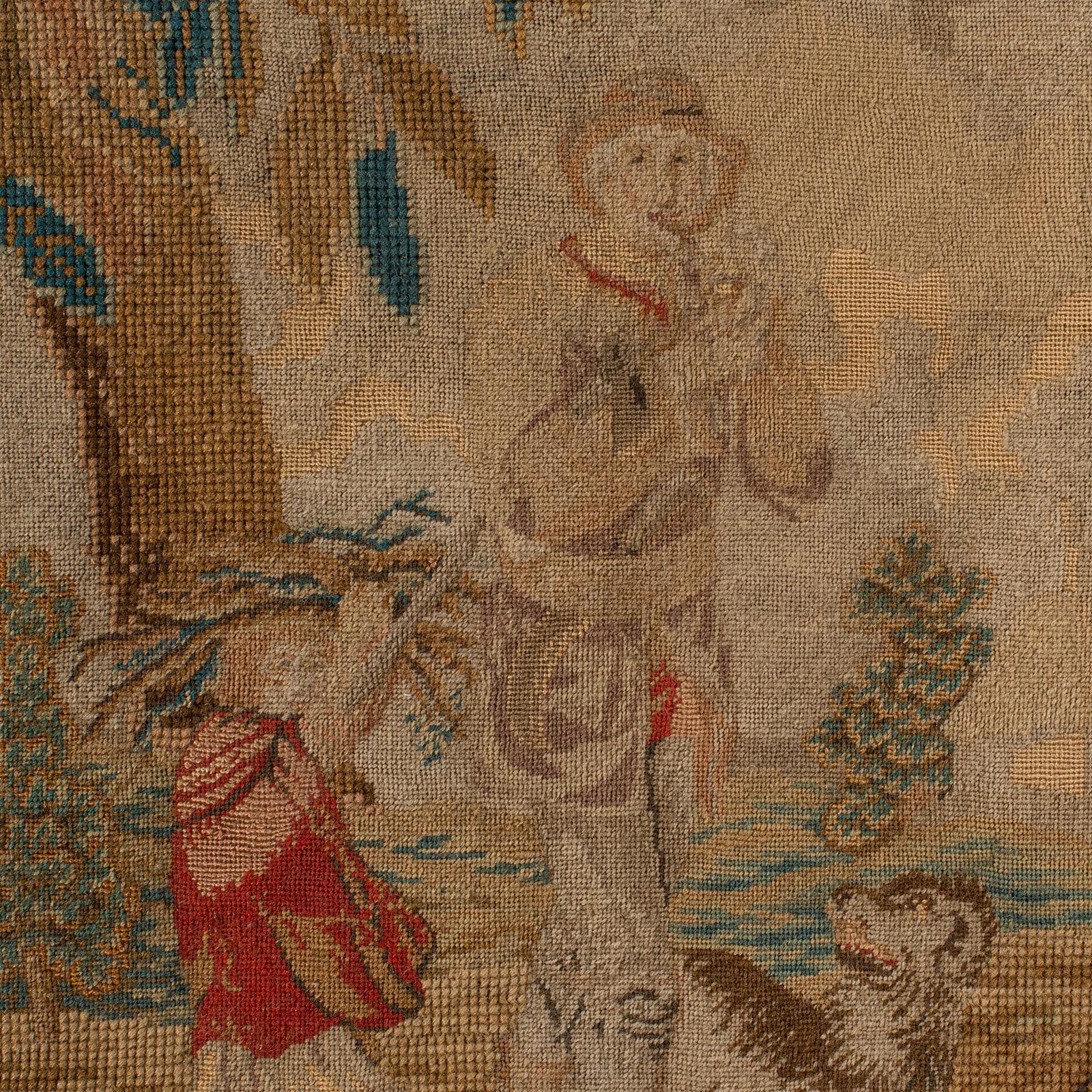 18th Century Antique Tapestry Panel, English, Needlepoint, Burr Walnut, Decorative, C.1800