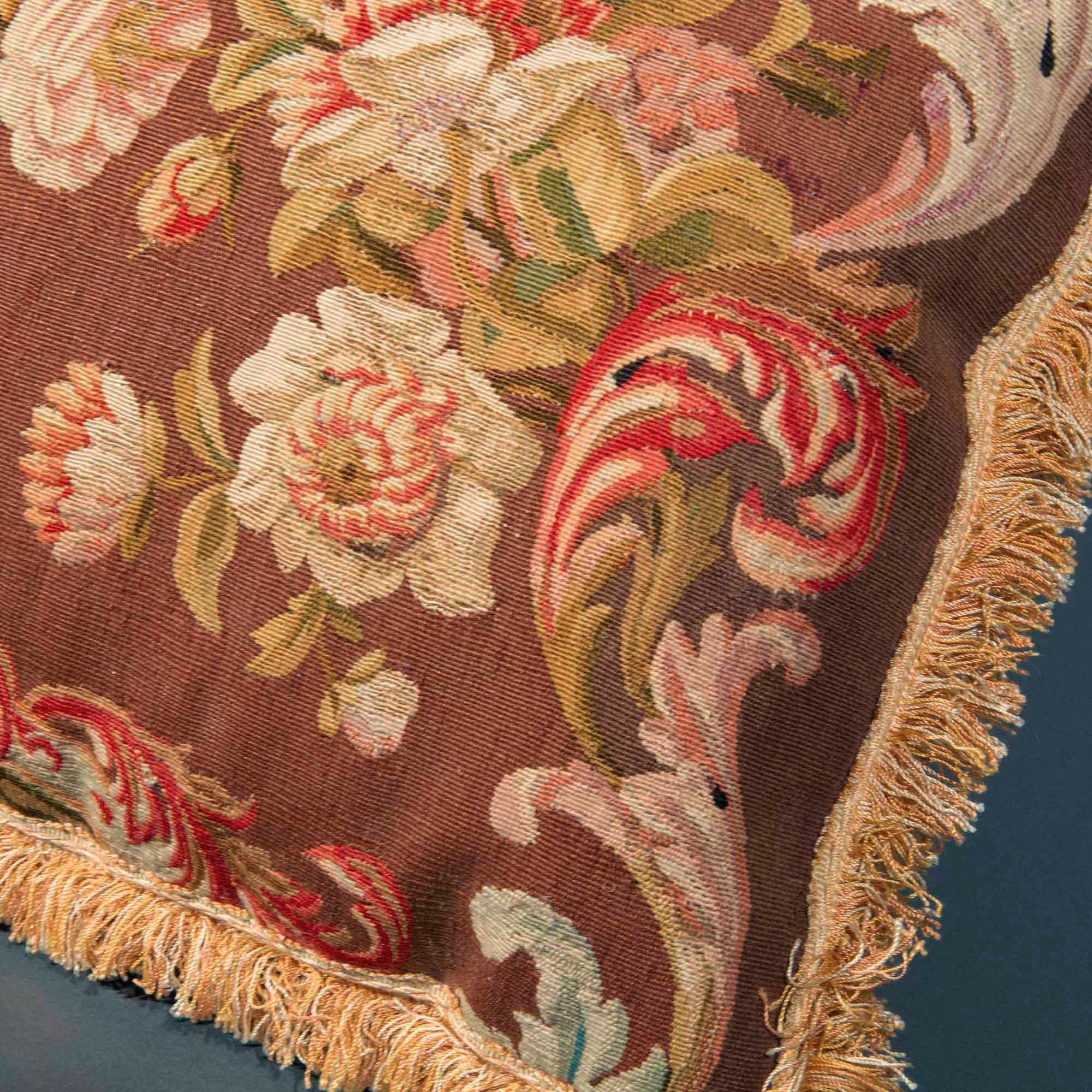 French Antique Tapestry Pillow or Cushion, 18th Century