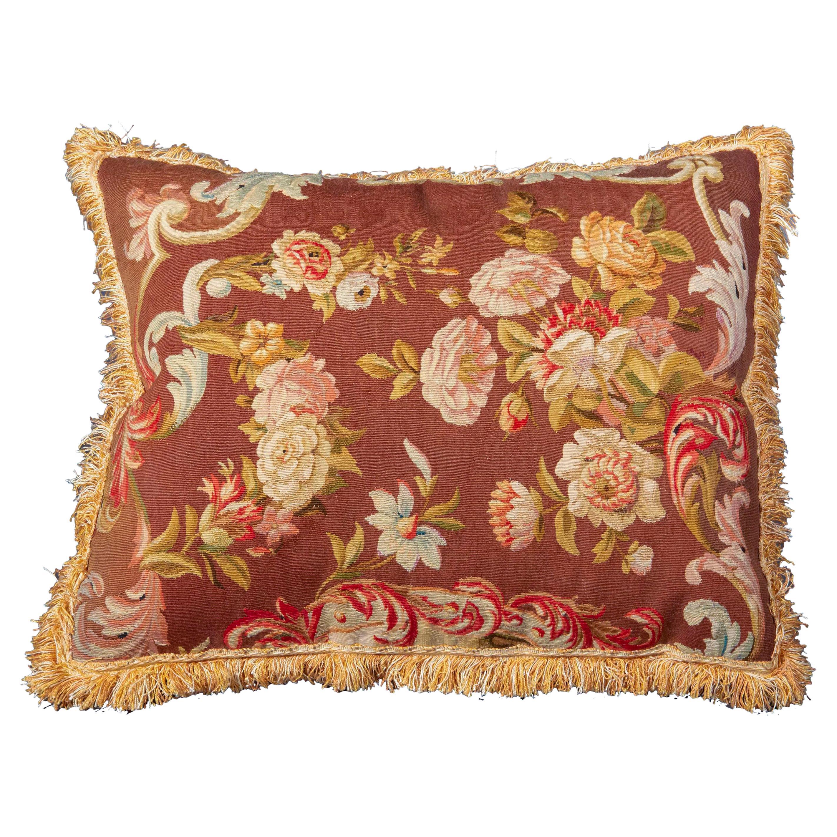 Wool Antique Tapestry Pillow or Cushion, 18th Century