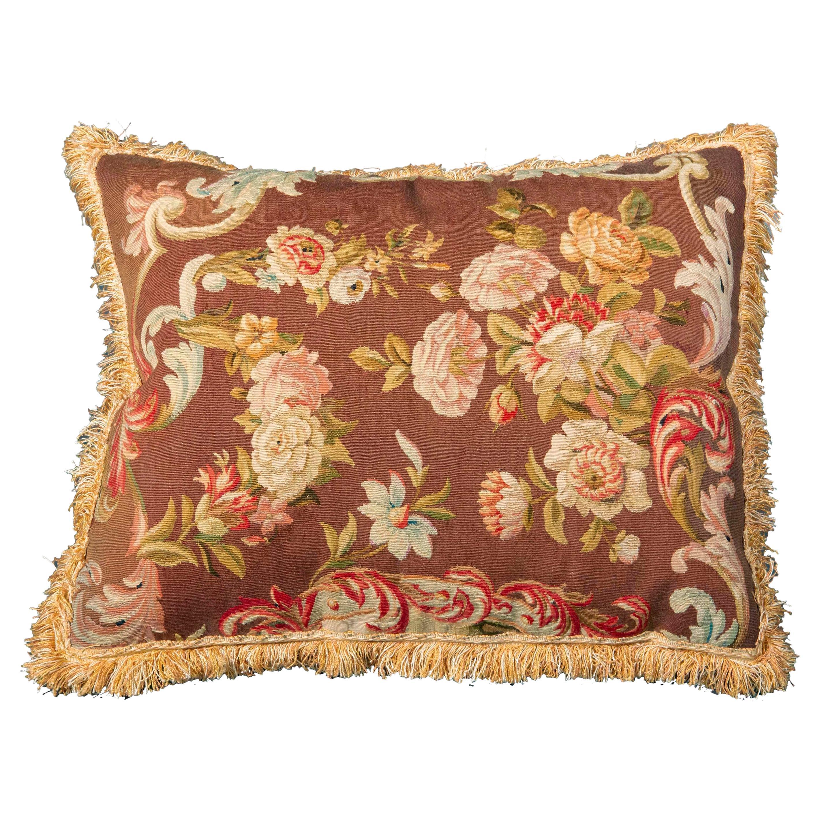 Antique Tapestry Pillow or Cushion, 18th Century