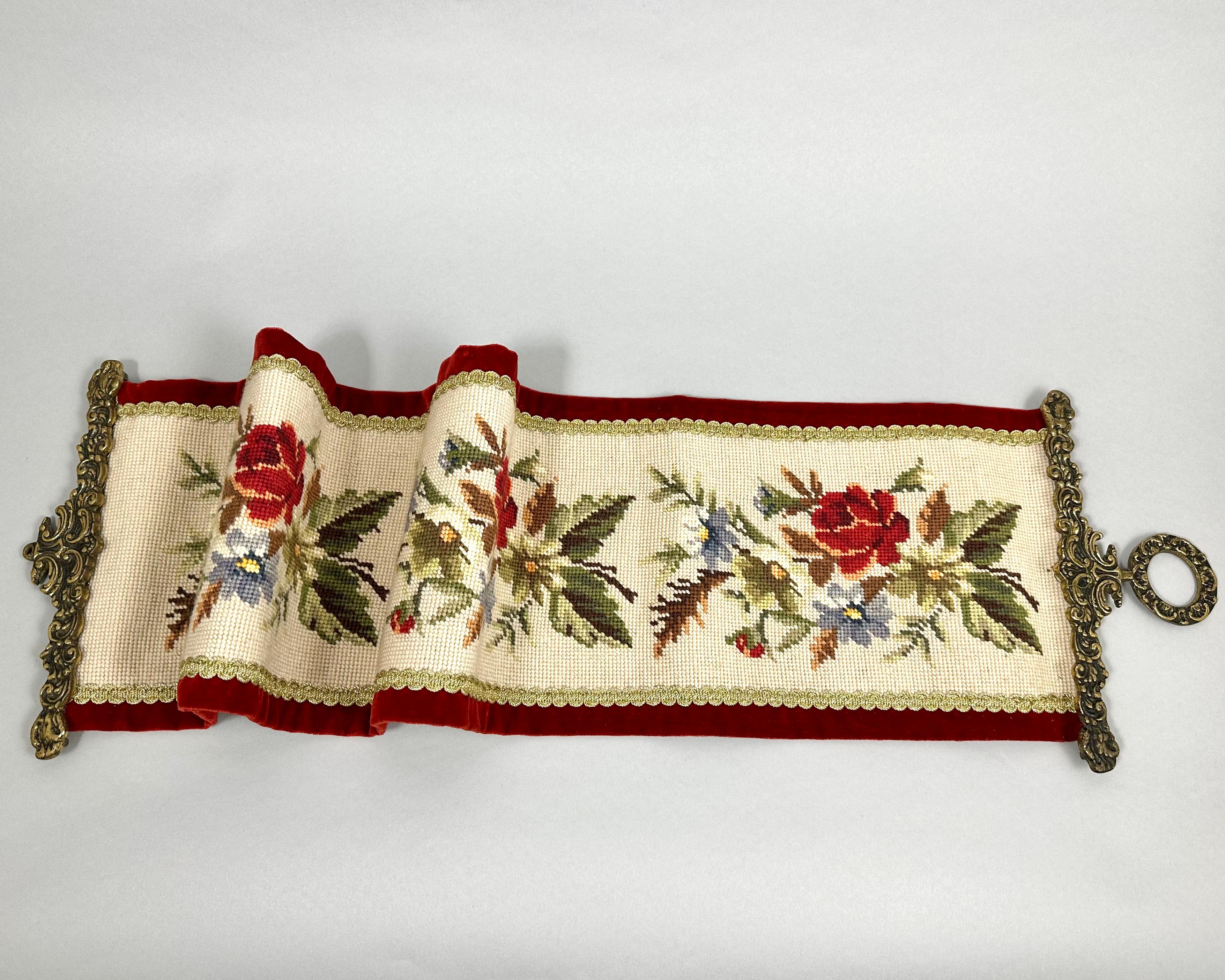 Antique Tapestry Sonnet, Hand Embroidered, Bronze  Antique Bell Ribbon 1