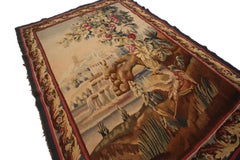 Antique Tapestry Verdure Tapestry Large Handmade French Tapestry, 1920