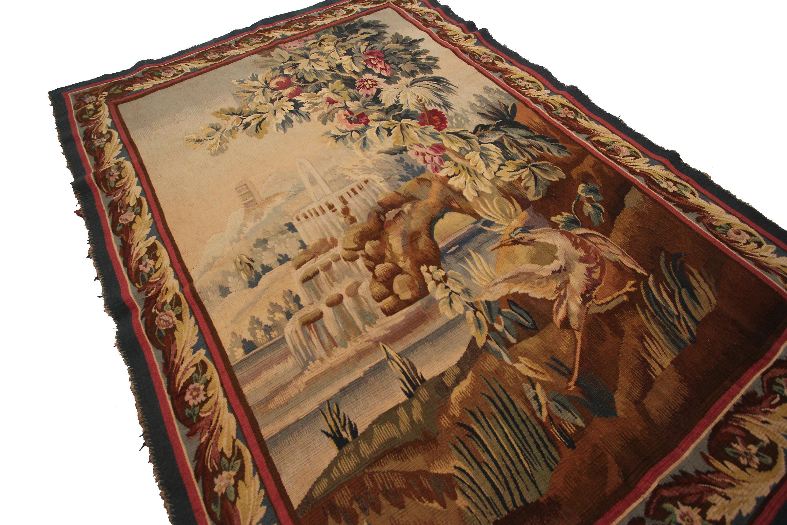 Antique French Tapestry Rare Fountain and scenery Large Tapestry 5x7 1920

circa 1920

