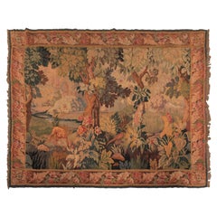 Antique Tapestry Verdure Tapestry Large Handmade French Tapestry, 1900