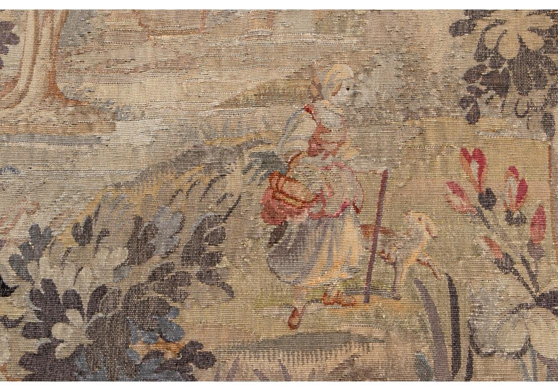Renaissance Antique Tapestry With Forest River Landscape