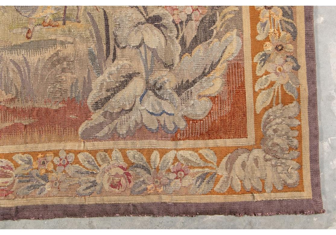 Antique Tapestry With Forest River Landscape 3