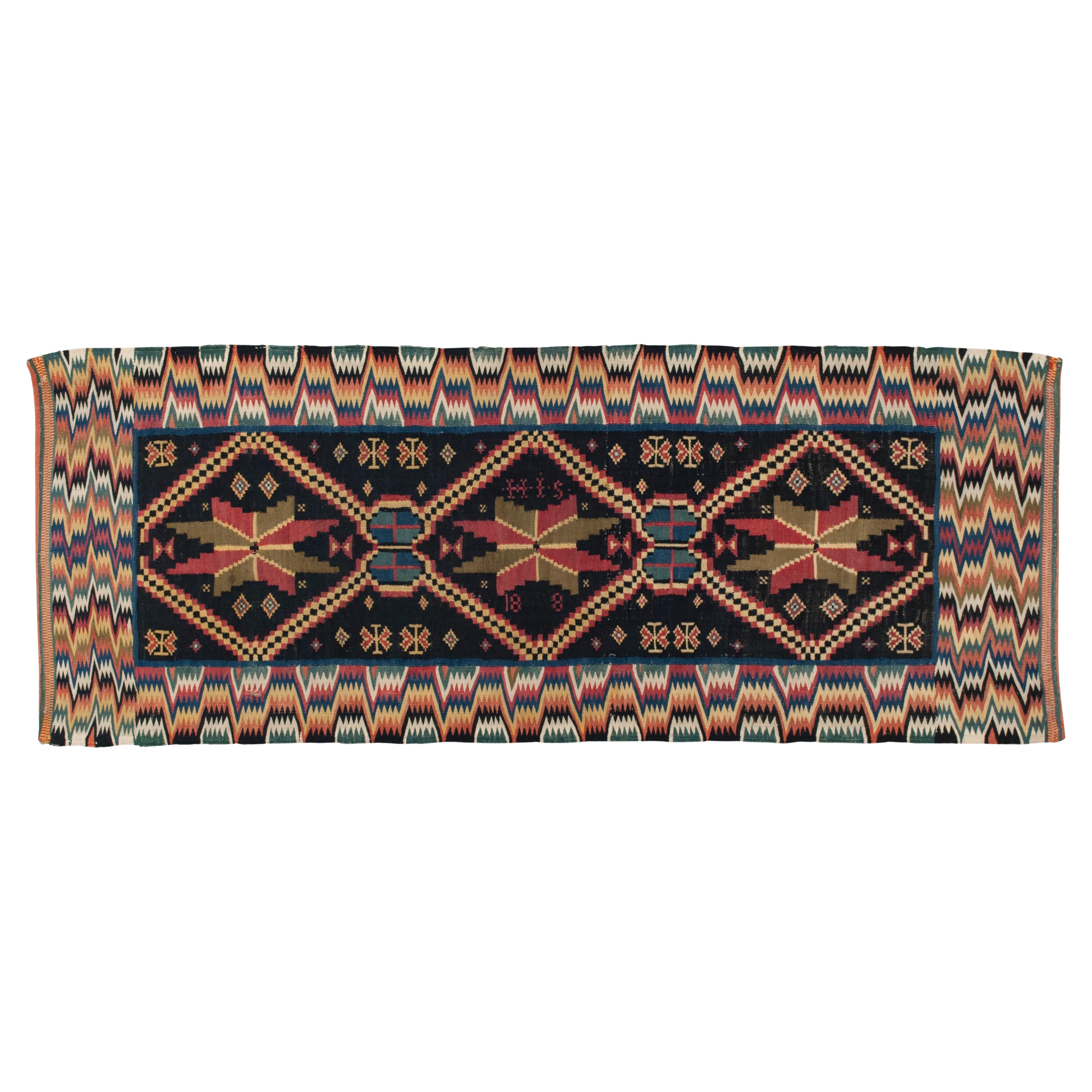Funda de cojín antigua tejida con tapices (rölakan), condado de Skåne, Suecia en venta
