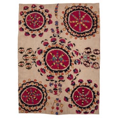 Antique Tashkent Suzani Fragment, 19th C. Uzbekistan