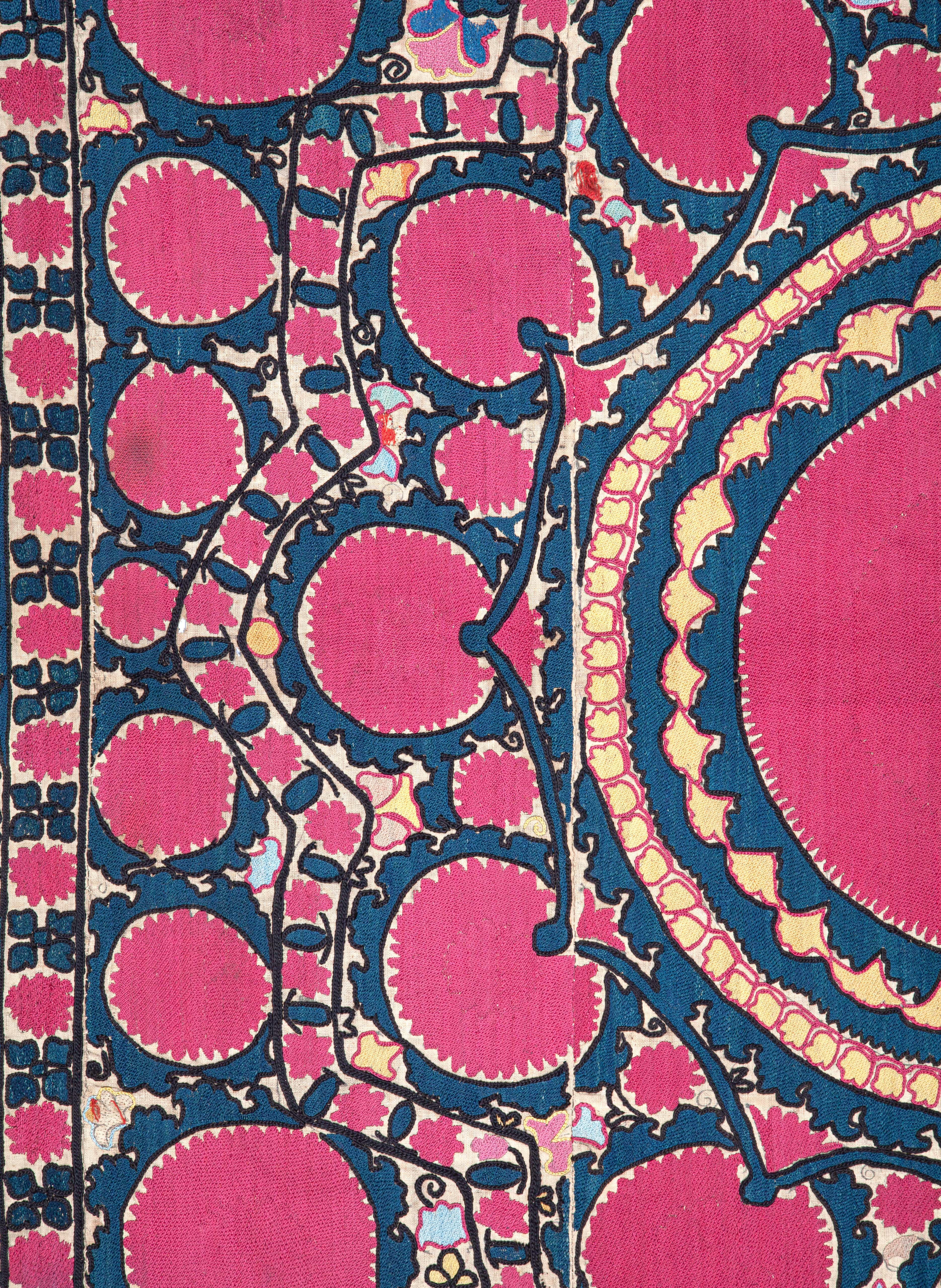 Embroidered Antique Tashkent Suzani from Uzbekistan, 19th Century