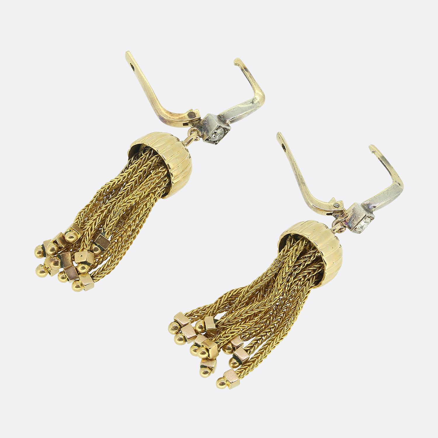 Old Mine Cut Antique Tassel Drop Earrings For Sale