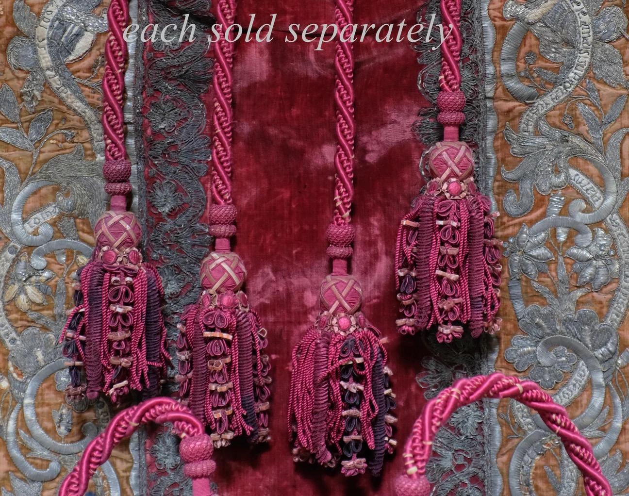 Antique Tassel Tiebacks French Silk Passementerie In Good Condition For Sale In Canterbury, GB