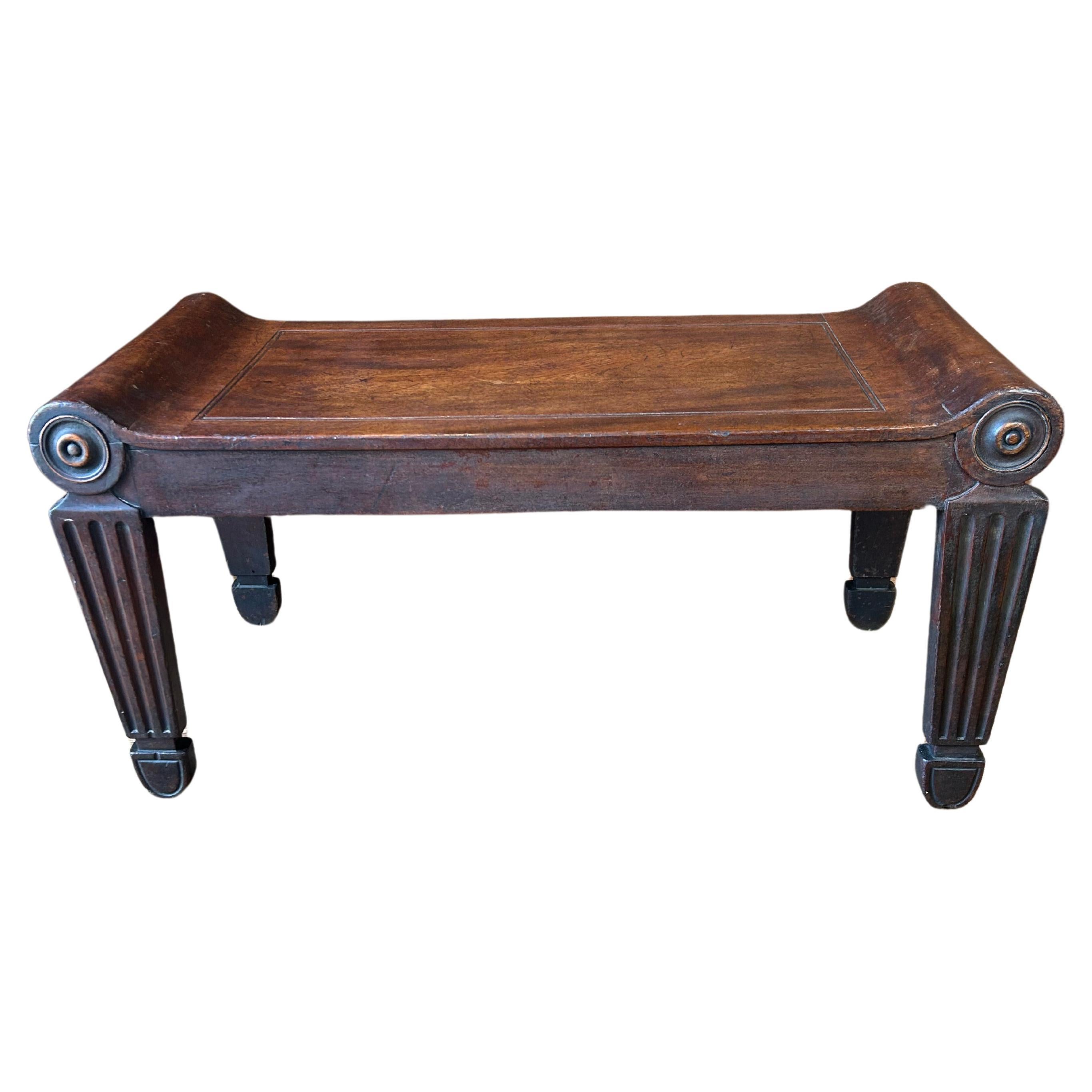 Antique English Tatham and Marsh Mahogany Hall Bench Circa 1810