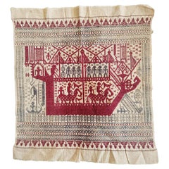 Tissu de cérémonie de Tatibin antique  Textiles vintage Indonésie de Lampung Sumatra