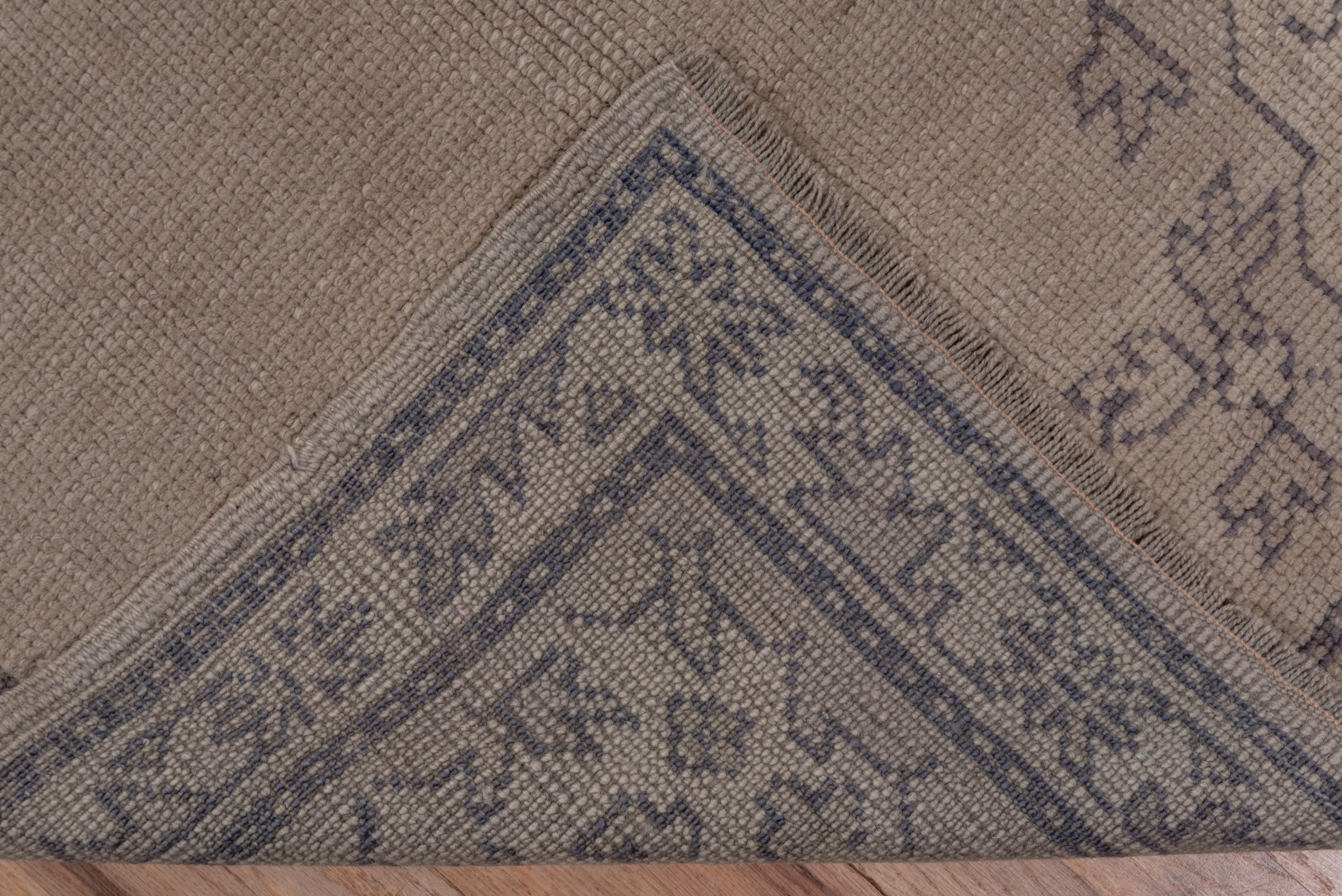 Antique Taupe Field Oushak Runner In Good Condition For Sale In New York, NY