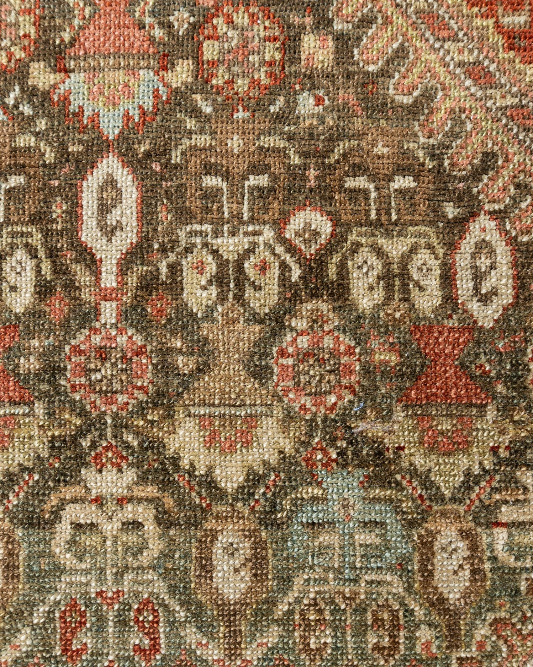 Hand-Woven Antique Taupe Persian Malayer Runner 5'3 X 12'2 For Sale