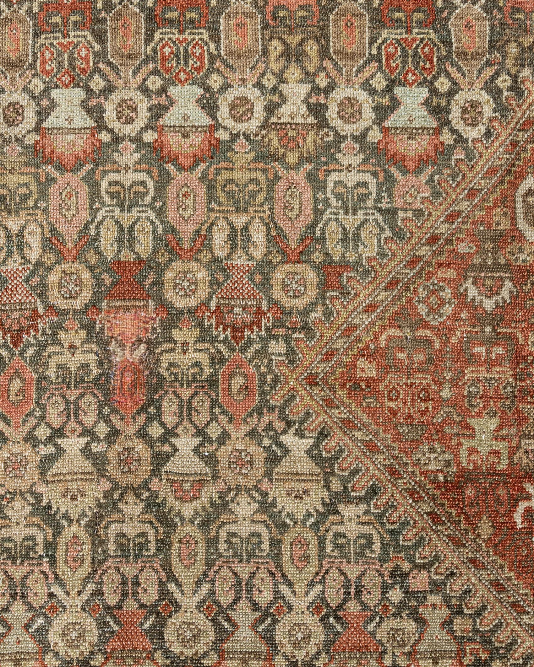 Wool Antique Taupe Persian Malayer Runner 5'3 X 12'2 For Sale