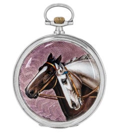 Antique Tavannes Watch Company Silver Keyless Open Face Enamel Pocket Watch