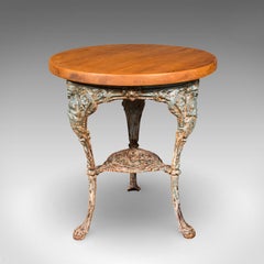 Antique Tavern Table, English, Pine, Cast Iron, Britannia, Pub, Victorian, 1880